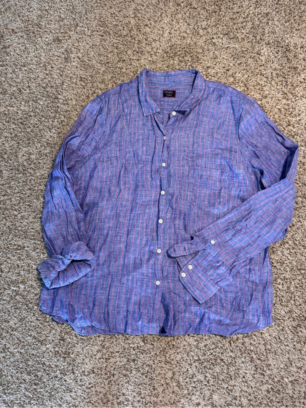 UNTUCKit Blue Striped Linen Button-Up Shirt - Women’s 18